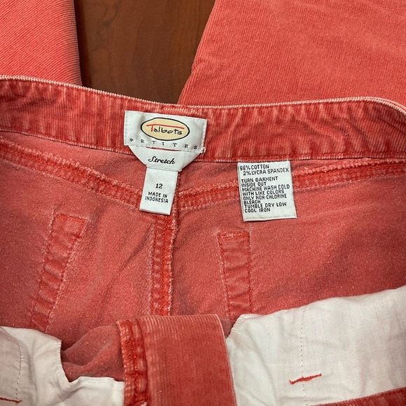 Talbots Petites Corduroy Jeans Coral Straight Leg Stretch Women’s Size 12P - Picture 11 of 11